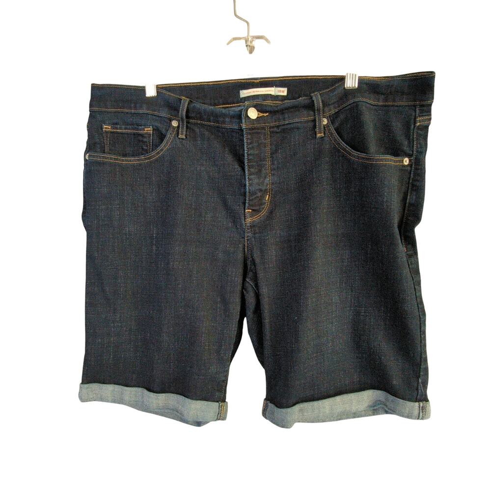 Levis‎ Bermuda Shorts Womens Plus 18W Blue Dark Wash Stretch